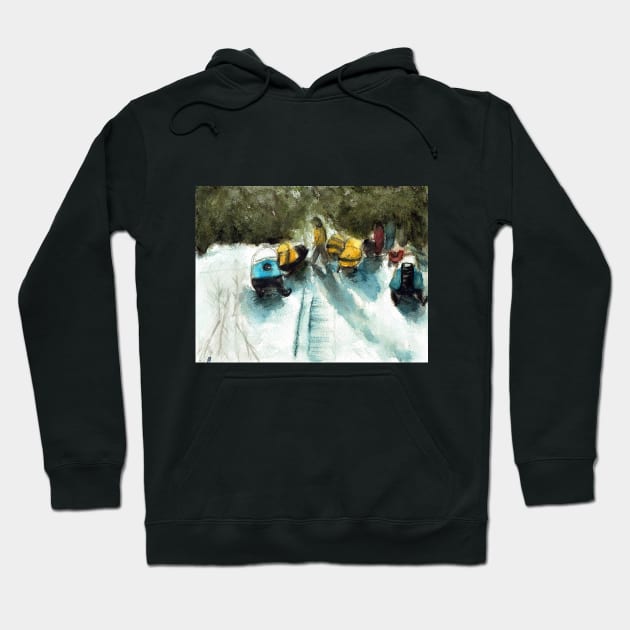 Snowmobile ride Hoodie by Fabrikelle